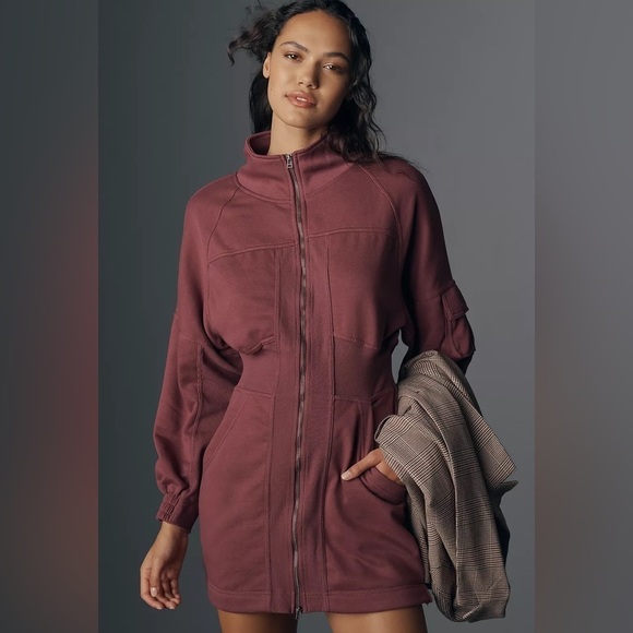 Anthropologie Jackets & Blazers - NWT Anthropologie Daily Practice Long-Sleeve Pop Trick Dress Burgundy Size M